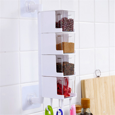 Konyhai rendszerező tároló doboz Fűszeres tégely flakon falra akasztható fűszertartó forgatható cukorsó fűszertartó edény konyhai eszköz