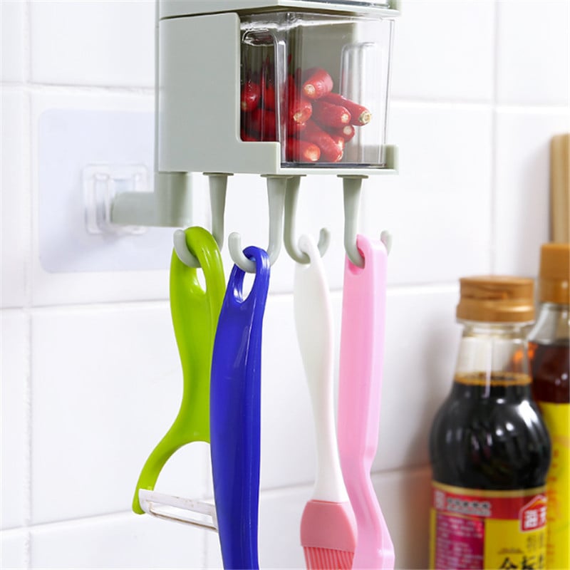 Konyhai rendszerező tároló doboz Fűszeres tégely flakon falra akasztható fűszertartó forgatható cukorsó fűszertartó edény konyhai eszköz