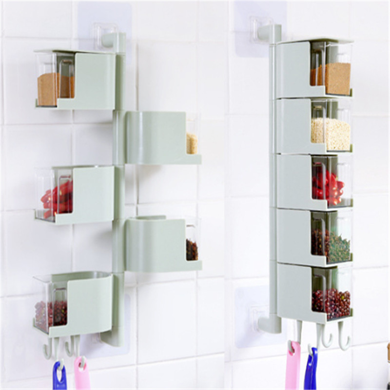 Konyhai rendszerező tároló doboz Fűszeres tégely flakon falra akasztható fűszertartó forgatható cukorsó fűszertartó edény konyhai eszköz