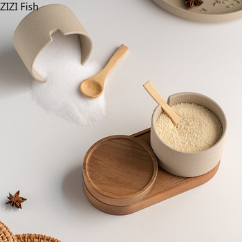 Βάζο μπαχαρικών Ιαπωνικής κουζίνας Αναδευτήρας συνδυασμού αλατιού και πιπεριού Σετ λαδιού Κεραμικό βάζο καρυκευμάτων Εργαλείο μπαχαρικών για σπίτι μονόχρωμο