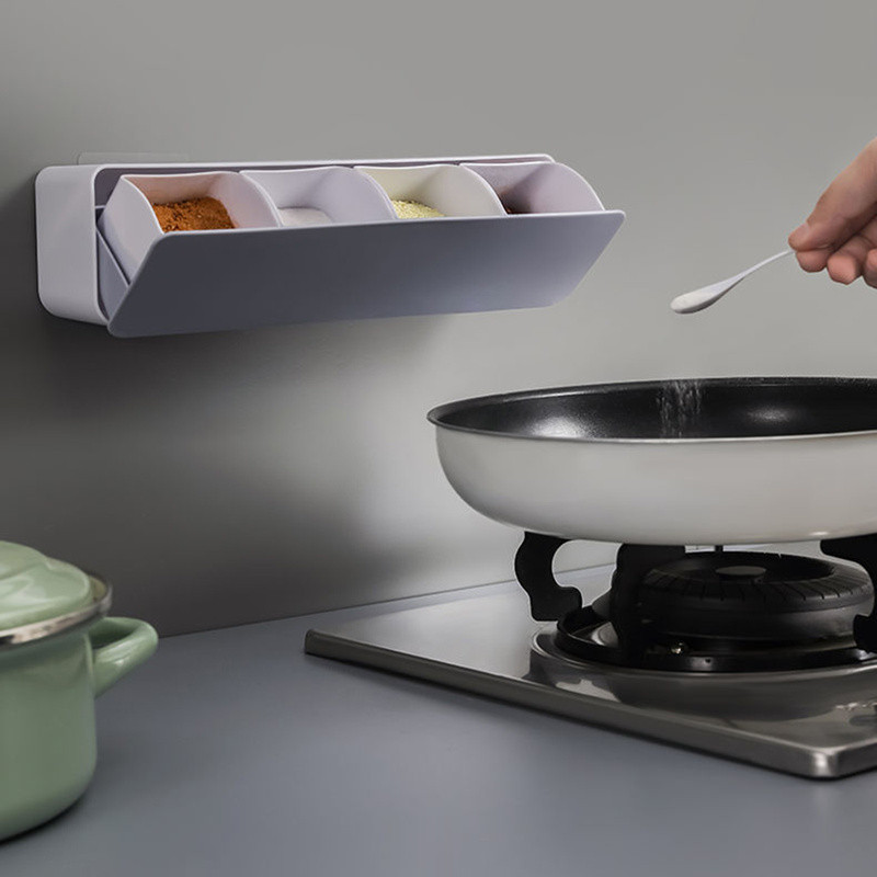 Falra szerelhető fűszeres doboz Só Bors Fűszertartó Standard konyhai tál rögzítőkészlet Fűszerdoboz tárolódoboz