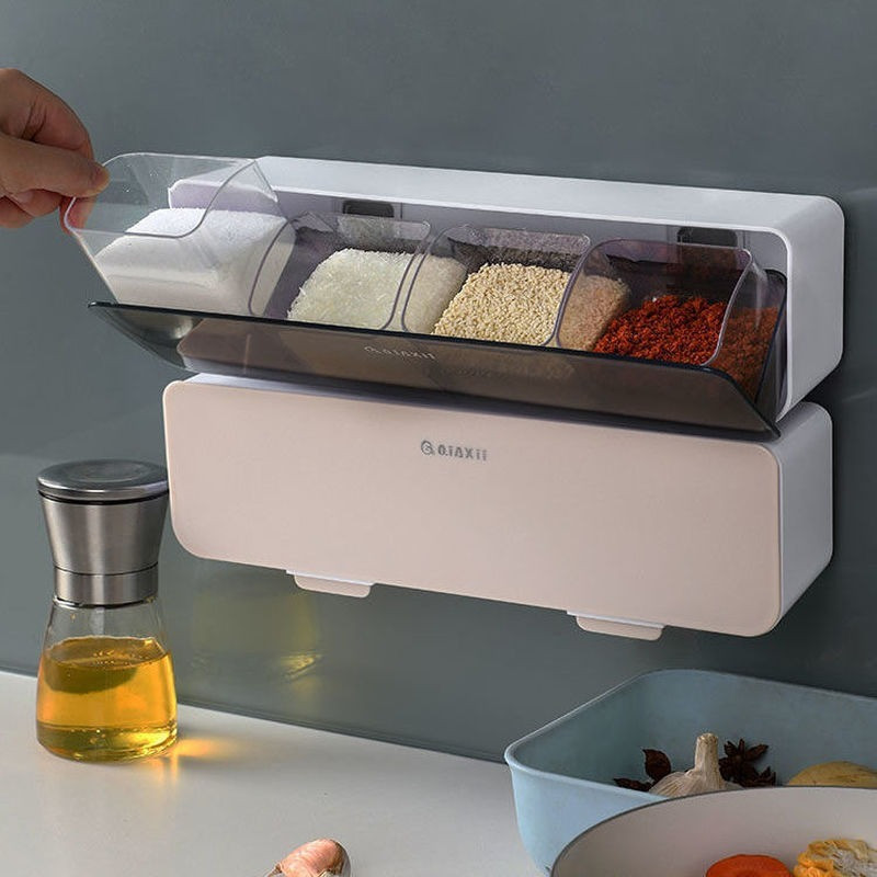 Falra szerelhető fűszeres doboz Só Bors Fűszertartó Standard konyhai tál rögzítőkészlet Fűszerdoboz tárolódoboz