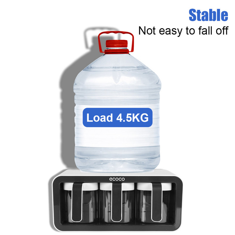 HOOMIN Cu linguri Set de depozitare Cutii de condimente Organizator Raft pentru condimente Pot de zahăr Saliera Recipient pentru condimente Montare pe perete