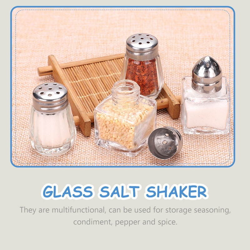 10 vnt Prieskonių buteliukai Stiklinis druskos plaktuvas Nešiojami pagardų buteliukai Mini pipirų buteliukai BBQ prieskonių buteliukai virtuvei