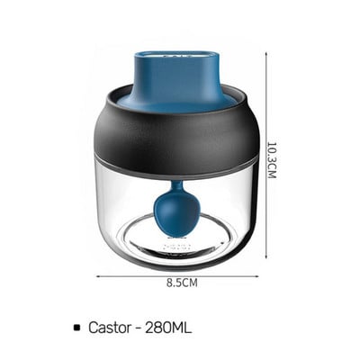 Accesorii transparente de bucătărie Borcan de condimente de sticlă pentru sare, zahăr, piper, pudră, cu lingură, sticla de condimente din plastic, borcan de sticlă de sare
