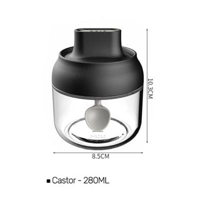 Accesorii transparente de bucătărie Borcan de condimente de sticlă pentru sare, zahăr, piper, pudră, cu lingură, sticla de condimente din plastic, borcan de sticlă de sare