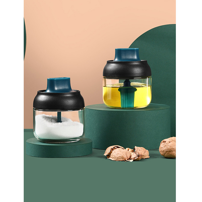 Accesorii transparente de bucătărie Borcan de condimente de sticlă pentru sare, zahăr, piper, pudră, cu lingură, sticla de condimente din plastic, borcan de sticlă de sare