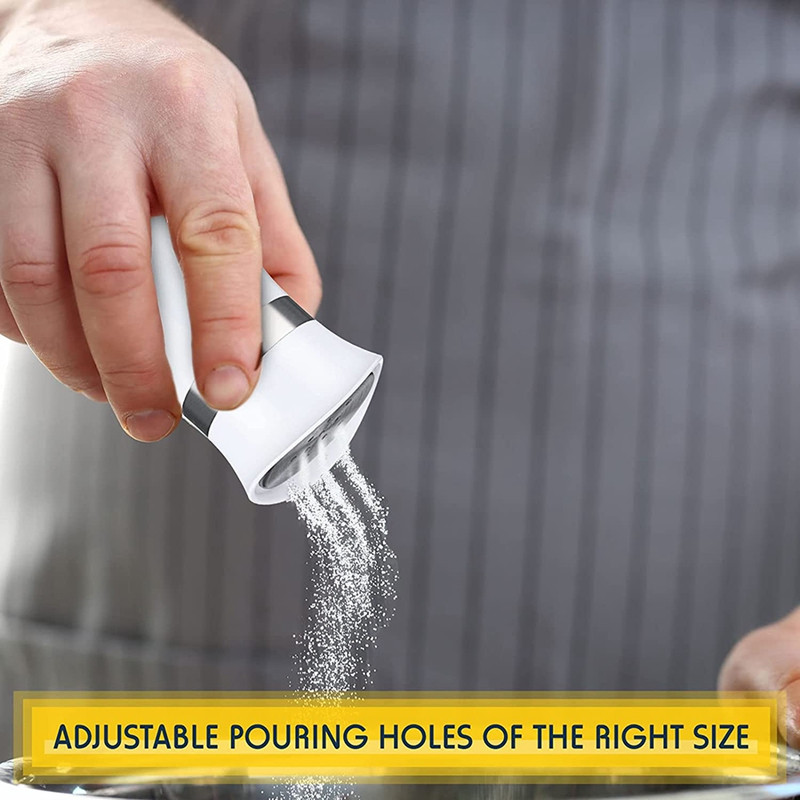 2 dalių druskos ir pipirų plaktuvų prieskonių dozatorius su reguliuojamomis išpylimo angomis Daugkartinio užpildymo pipirų plaktuvų prieskonių skardinės