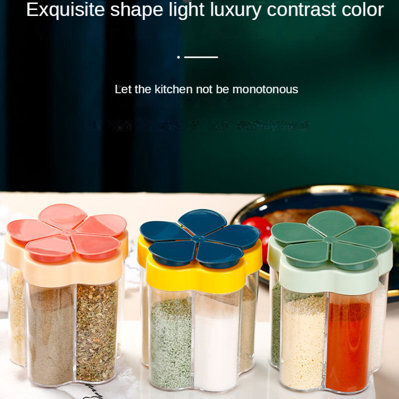 Prieskonių dėžutė naujas virtuvės prieskonių indelis druskos purtyklė prieskonių butelių derinys penki viename rinkinys prieskonių indelių buityje