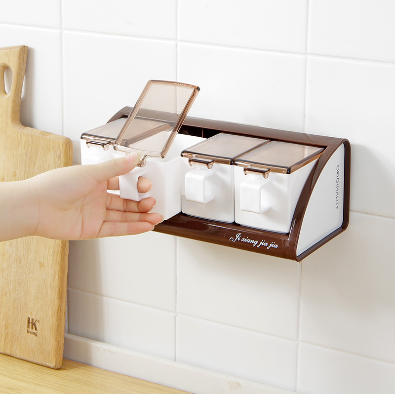 Virtuvė Buitinė sieninė cukraus dubenėlis Druska Prieskoniai Stiklainiai Organizatorius Pagardų laikymo Talpykla Virtuvės Prieskonių Dėžutės Programėlės