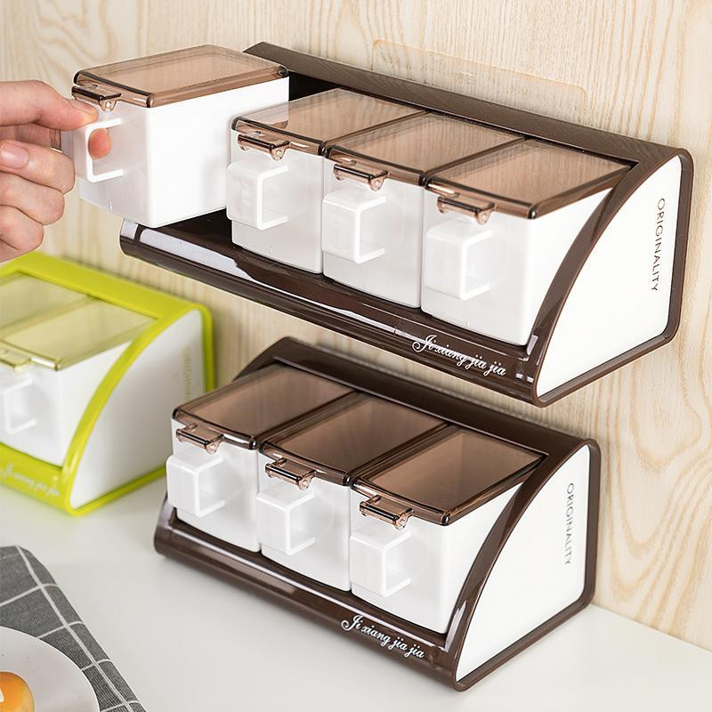 Virtuvė Buitinė sieninė cukraus dubenėlis Druska Prieskoniai Stiklainiai Organizatorius Pagardų laikymo Talpykla Virtuvės Prieskonių Dėžutės Programėlės