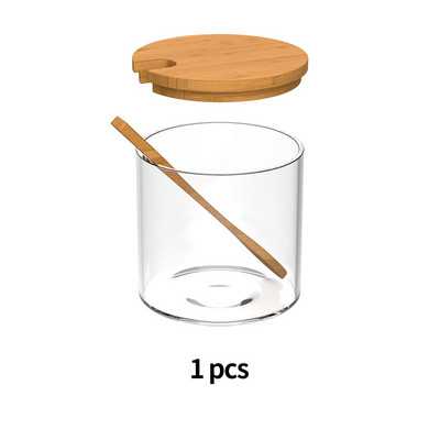 Üveg Tároló Üveg Só Cukorka Sütemény Tea Kávébab Szervező Palack Fa Fedő Tartály Fűszerek Élelmiszer Gabonaüveg Konyhai Tároló