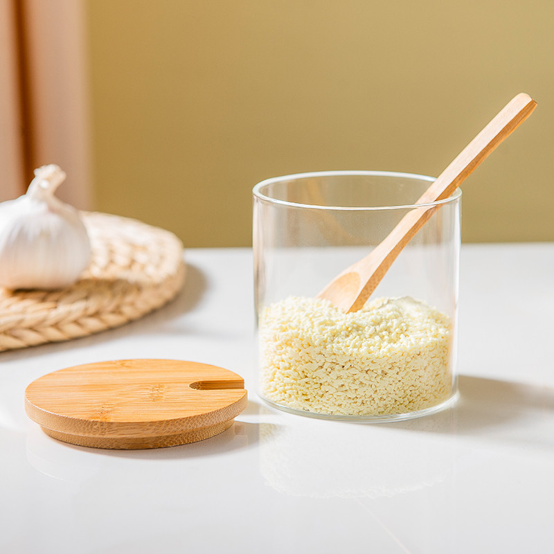 Üveg Tároló Üveg Só Cukorka Sütemény Tea Kávébab Szervező Palack Fa Fedő Tartály Fűszerek Élelmiszer Gabonaüveg Konyhai Tároló