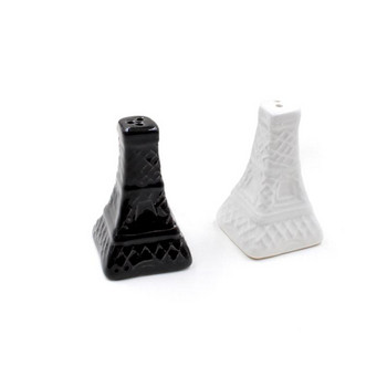 2 τμχ Vintage Eiffel Tower Salt Pepper Shaker Κεραμικές σάλτσες μπαχαρικών Βάζο μπουκάλια καρυκεύματα Αναμνηστικά γάμου (μαύρο και άσπρο)