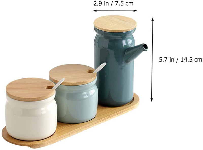 Bucătărie de uz casnic borcan de condimente din ceramică sare shaker piper oțet sticlă ulei zahăr chili condimente set borcan depozitare