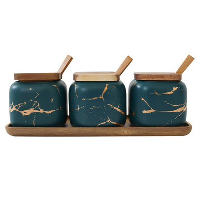 Kerámia fűszeres edény szett fűszer tároló doboz bors- és sótartó cukortál konyhai fűszeres palack tároló tartály Saleiro