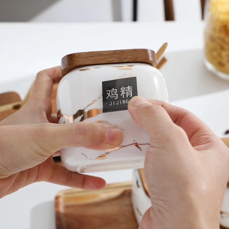 Kerámia fűszeres edény szett fűszer tároló doboz bors- és sótartó cukortál konyhai fűszeres palack tároló tartály Saleiro