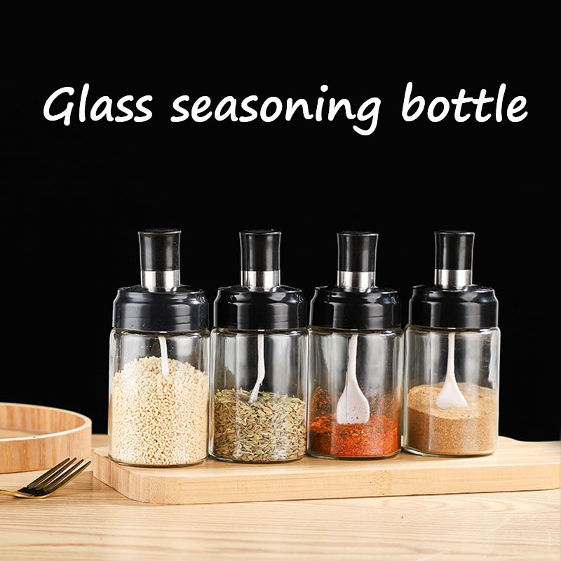 Sticla de condimente de sticlă Organizator de condimente Borcan Container pentru condimente Sare Zahăr Piper Oliver Depozitare ulei pentru unelte de bucătărie pentru grătar