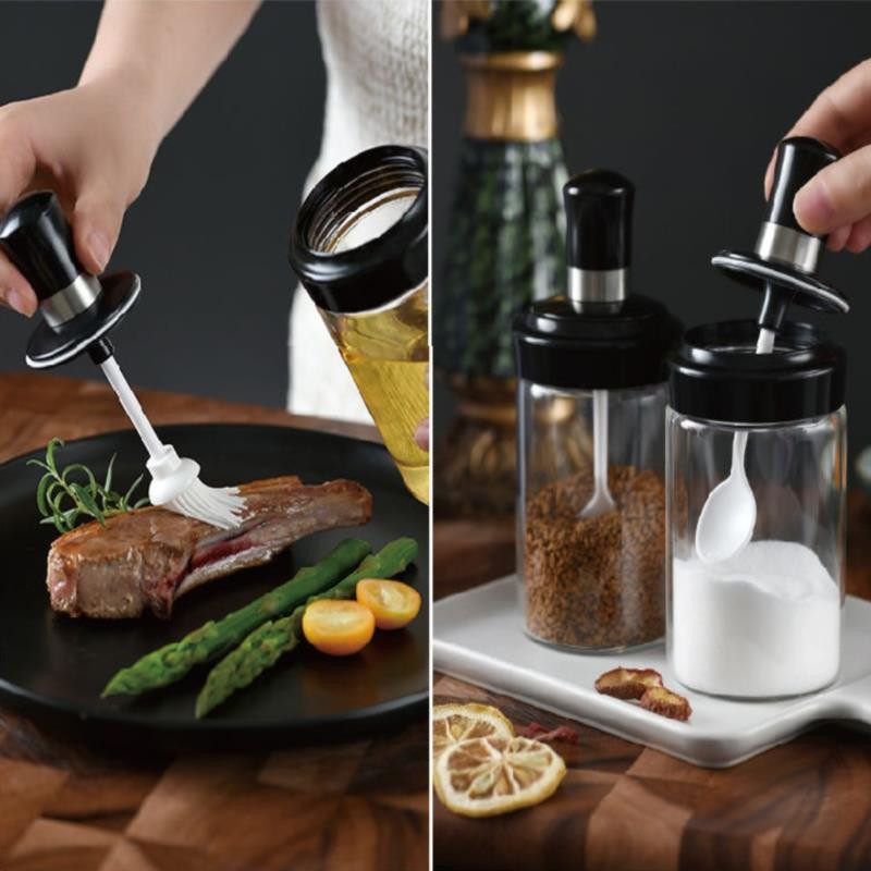 Sticla de condimente de sticlă Organizator de condimente Borcan Container pentru condimente Sare Zahăr Piper Oliver Depozitare ulei pentru unelte de bucătărie pentru grătar