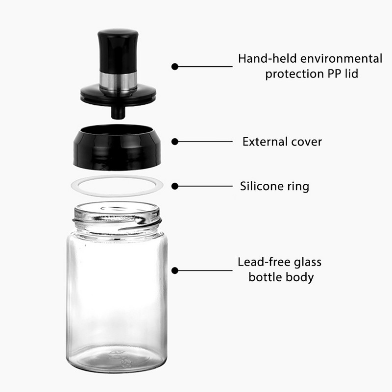 Stiklinės prieskonių dėžutės šaukštas ir dangtelis Integruotas prieskonių buteliuko derinys Prieskonių stiklainis Virtuvės reikmenys Namų druskos plaktuvo aliejaus butelių rinkinys