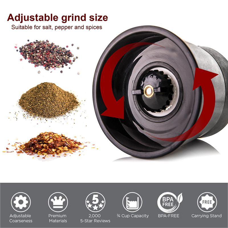 Konco új só- és borsdarálók, rozsdamentes acél kézi tengeri sódarálók, állítható kerámia borsdaráló üvegtesttel