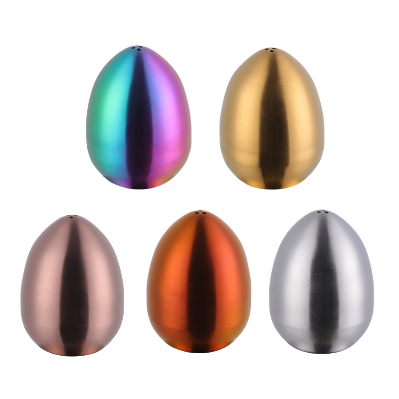 Oală de condiment din oțel inoxidabil, sticlă de condiment în formă de ou, oală pentru scobitori, oală creativă pentru sare și piper, unealtă de bucătărie