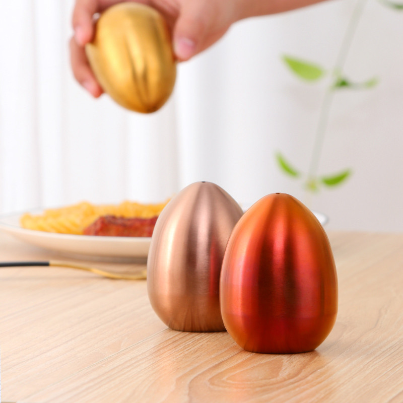 Oală de condiment din oțel inoxidabil, sticlă de condiment în formă de ou, oală pentru scobitori, oală creativă pentru sare și piper, unealtă de bucătărie