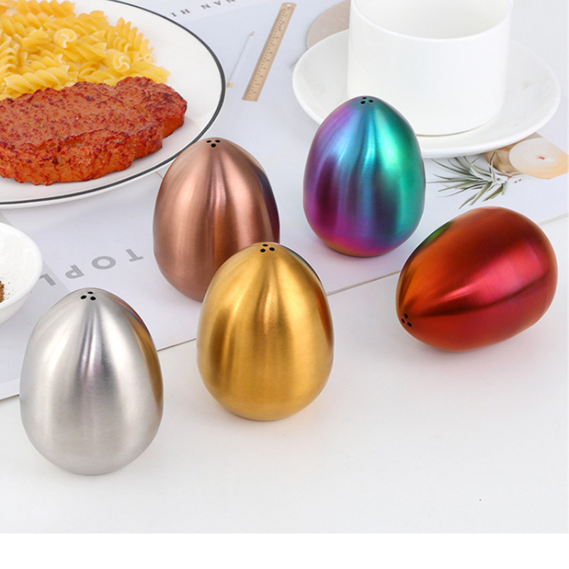 Oală de condiment din oțel inoxidabil, sticlă de condiment în formă de ou, oală pentru scobitori, oală creativă pentru sare și piper, unealtă de bucătărie