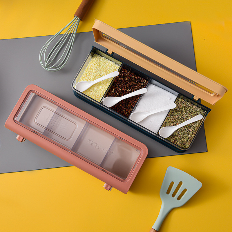 Négy rácsos átlátszó fűszerüveg só-bors shakerek Nordic konyhai fűszertartó készlet fűszerek étkészlet tároló doboz