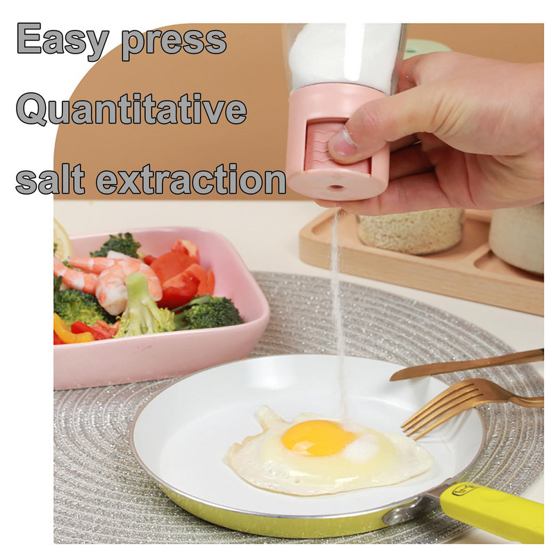 Saliner cantitativ Tip împingere Sticla de control a sării Instrument borcan pentru condimente Recipient de condimente de sticlă Limită de sticlă Saliner Bucătărie