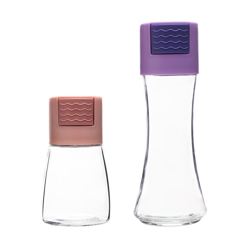 Saliner cantitativ Tip împingere Sticla de control a sării Instrument borcan pentru condimente Recipient de condimente de sticlă Limită de sticlă Saliner Bucătărie