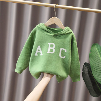 Нов модел детски пуловер с качулка за момчета