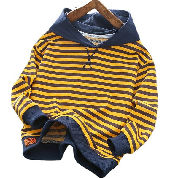 Ležerna sportska prugasta majica s kapuljačom za dječake