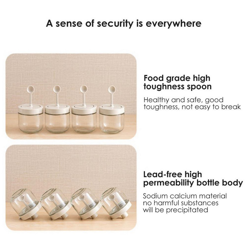 300 ml-es Fűszerüveg Lezárt Cruet Fűszeres Üveg Fűszerüveg Fűszerekhez Bors Só Konyhai Fűszertartó Ecset Kanál Rúd