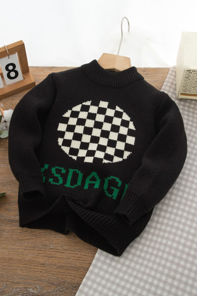 Pulover casual pentru copii de culoare neagra pentru baieti