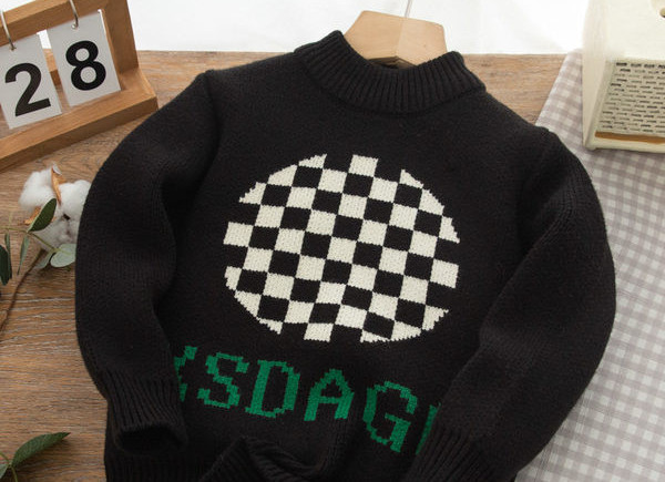 Pulover casual pentru copii de culoare neagra pentru baieti