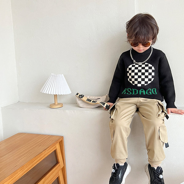 Pulover casual pentru copii de culoare neagra pentru baieti