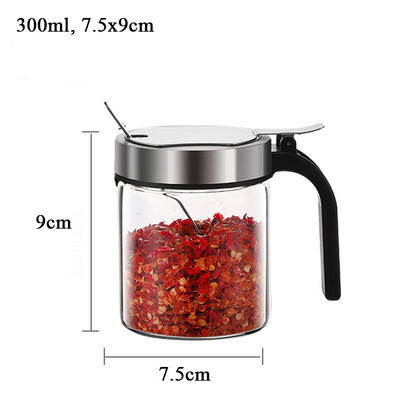 Üveg rozsdamentes acél fűszerek flakon konyha cukor só tároló tégelyek új ételízesítő tartály fűszeres tároló doboz kanállal 1 db