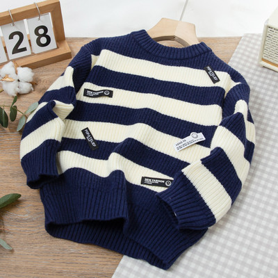 Pulover cu decolteu în dungi pentru copii pentru băieți