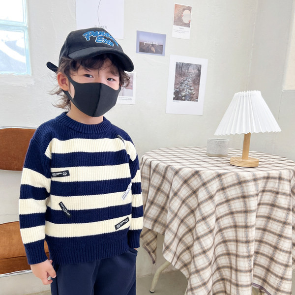 Pulover cu decolteu în dungi pentru copii pentru băieți