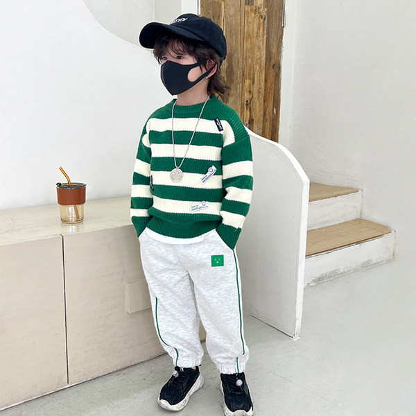 Pulover cu decolteu în dungi pentru copii pentru băieți