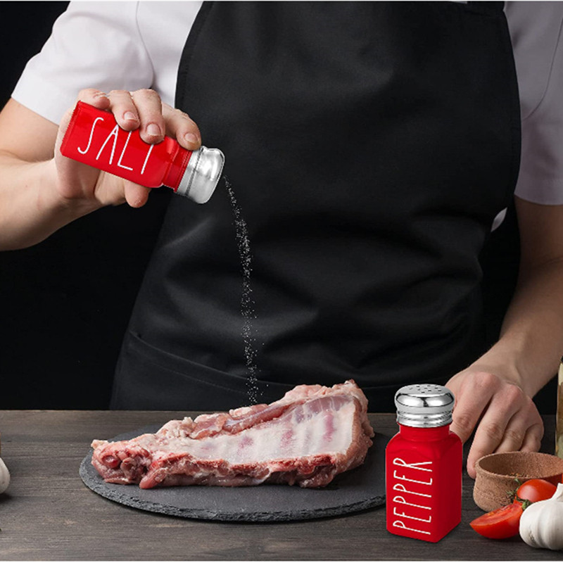 Barbecue Kenőpalack Só Bors Palack Üveg Fűszeres Palack Négyzetes Cruet Fekete/fehér/piros