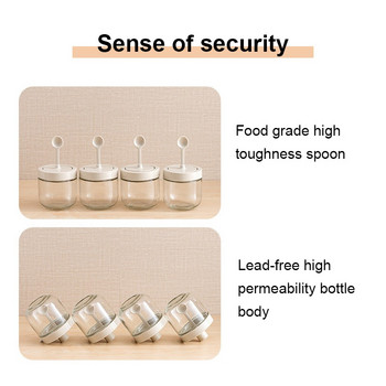 Тенджера за подправки с лъжица Сол, черен пипер Тенджера за подправки Сос Оцет Стъкло Масло Четка Бутилка Мед Захар Тенджера Кухненски аксесоари