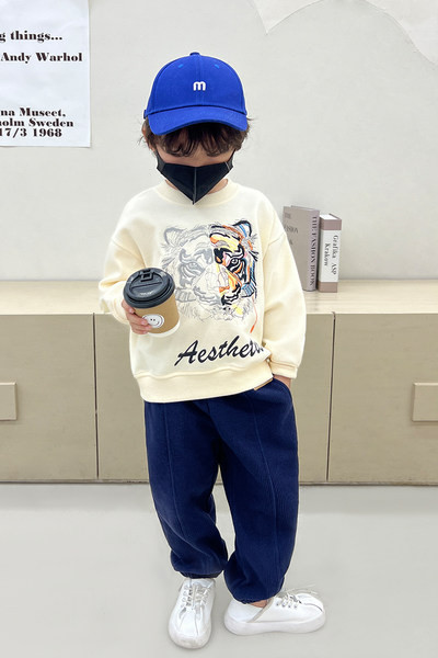 Madingi megztiniai berniukams su siuvinėjimais ir užrašais