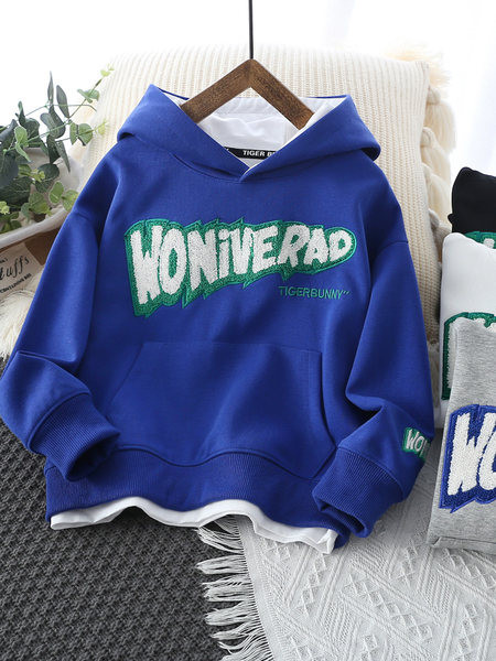 Vaikiškas megztinis berniukams su gobtuvu ir kišene