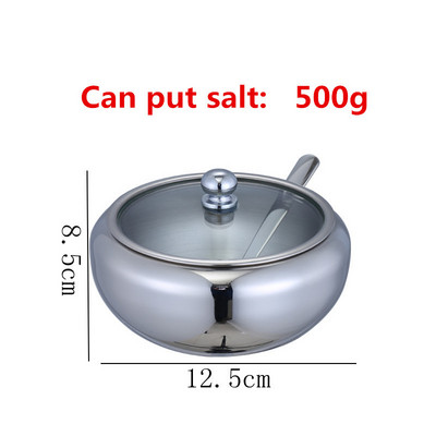 Cutie de condimente din oțel inoxidabil 304 cu lingură Cutie de condimente Cutii Sare Piper Cutie Rezervor Borcan de condimente creativ bol de zahăr cu lingură