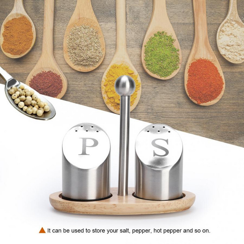 Agitator de sare pentru piper din oțel inoxidabil de uz casnic, condimente fără miros, cu suport pentru gătit, recipient pentru condimente, sticla, unelte de bucătărie