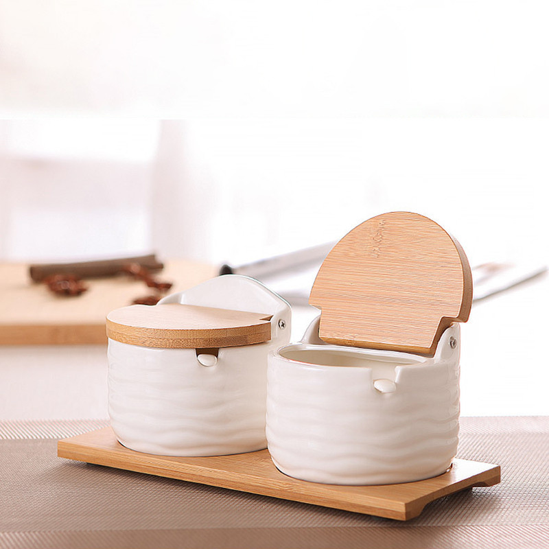 Accesorii de bucătărie Vase de condimente din ceramică Cupă de piper și condimente de sare Sticla de condimente Cutie de condimente Instrumente pentru condimente de bucătărie