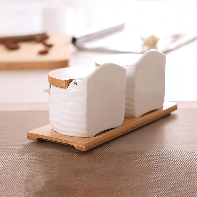 Accesorii de bucătărie Vase de condimente din ceramică Cupă de piper și condimente de sare Sticla de condimente Cutie de condimente Instrumente pentru condimente de bucătărie