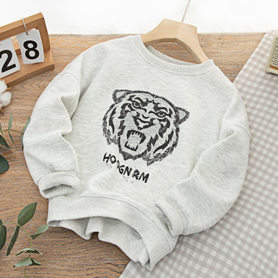 Hanorac cu model lat pentru baieti cu imprimeu si decolteu oval